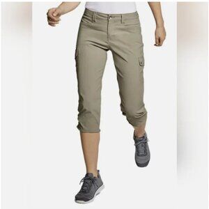 NWT Eddie Bauer Horizon Cargo Pants Capri Womens 6 Khaki Travex UPF 50+ Packable